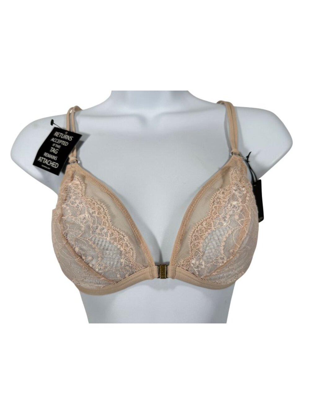 BeMe Womens Lace Bralette M/M Beige Adjustable Straps Nylon Blend Elegant Design